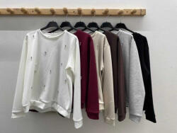 BeUnique Fashion Köves gyöngyös melegítő pulóver Beige One Size