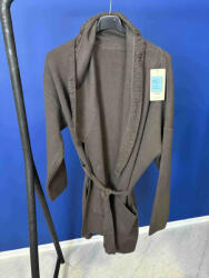 BeUnique Fashion Kötött megkötős kardigán gallérján rojtos díszítéssel Coffee One Size