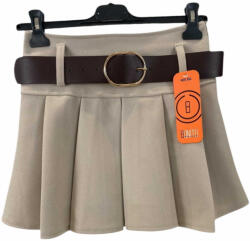 BeUnique Fashion Rakott szoknya nadrág vastag övvel Beige S