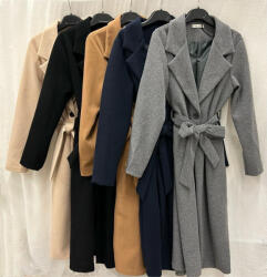 BeUnique Fashion Átmeneti szövet kabát megkötővel sőtét kék One Size