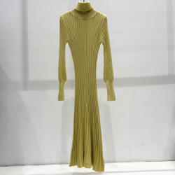 BeUnique Fashion Bordás köttött garbós ruha Yellow One Size