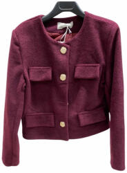BeUnique Fashion Chanel stílusú rövid gyapjú hatású blézer Burgundy One Size