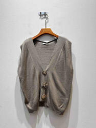 BeUnique Fashion Kötött mellény arany dekor gombbal Taupe One Size