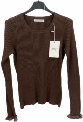 BeUnique Fashion Fényes szálú bordáskötött pulcsi Coffee One Size