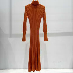BeUnique Fashion Bordás köttött garbós ruha Orange One Size