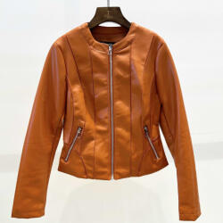 BeUnique Fashion Ecobőr dzseki narancs zipzáras