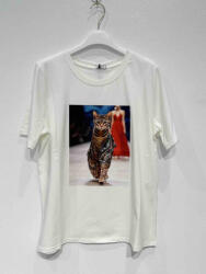 BeUnique Fashion Csíkos macskás póló Strips Cat One Size