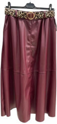 BeUnique Fashion Bőrhatású maxi szoknya zsebes állat mintás övvel Burgundy One Size
