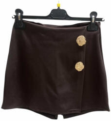 BeUnique Fashion Átlapolt nagdrágszoknya arany gombbal Coffee L