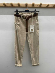 BeUnique Fashion Bársony nadrág szűkszárú felhajtós Beige M