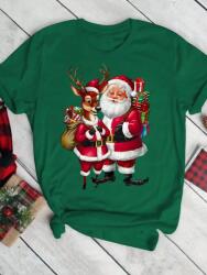 Shein Zöld Karácsonyi Póló Nyomott Mintával (L)