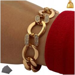 Golden Celebrity Arany Sebészeti Acél Karkötő Cirkóniákkal Aranyozott Széles Vastag