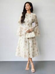 Shein Ekrú Virágos MIDI Ruha (M)