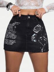 Shein Farmer Fekete Nyomott Mintás Szoknya (M) (581083)