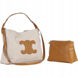 Massimo Connti Massimo Contti kézitáska klasszikus strandtáska fonott bézs barna (047 plaz)