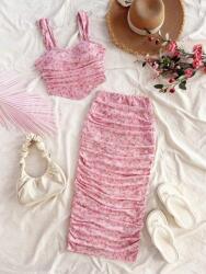 Shein Rózsaszín Szoknya Felső Mintás Szett (1XL)