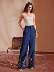 Shein Sötétkék Egyenes Szárú Hímzett Nadrág (s) (577250)