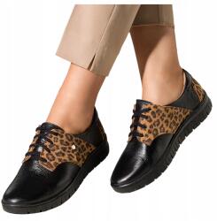 Casu Sneakers Fekete Bőr Női Creepers Fűzött Kényelmes Divatos R 39 (7090520000393)
