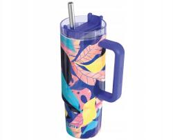 QUOKKA Vibe Smartgrip, rozsdamentes acél termosz pohár, éjfekete-erdő színű, 880 ml, 40370 (40370)