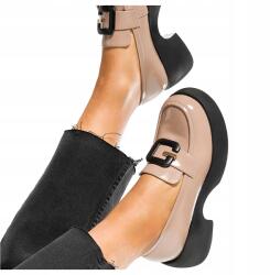 Casu Mokaszin Bőr Bézs Lakkozott Széles Fékbetét Kényelmes Stabil R 41 (7085220000415)