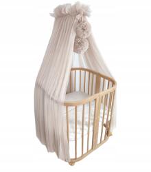 Koell Baldachin pomponokkal kiságyhoz "Tüll bézs (BAL-LO-TIUL-04)