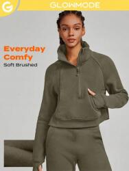 Shein Kapucnis Pulóver Khaki Cipzárral (2XL) (584211)