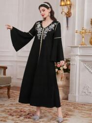 Shein Fekete Díszített MIDI Ruha (XL) (579281)