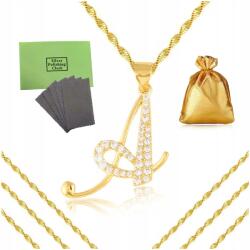 Golden Celebrity Arany Nyaklánc Sebészeti Acélból A Betű Strasszok, Lánc 50cm (Biżuteria ze stali chirurgicznej złota litera)