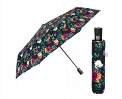 Perletti Elegáns összecsukható női esernyő Perletti Time "Fiori", fekete, 26433 (26433)