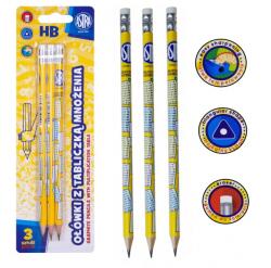 Astra 3 db Hagyományos Hb ceruza radírral és Astra szorzóval, bliszterben, 206121002 (206121002)