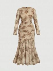 Shein Bézs Virágos Ruha (0XL)