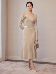 Shein Bézs Bordázott Ruha MIDI (M) (576636)