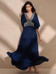 Shein Sötétkék Maxi Ruha Hímzéssel (s) (584789)