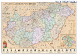 Stiefel Magyarország közigazgatása antik stílusú faléces térkép - stiefelbolt - 74 990 Ft
