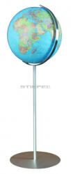 Columbus DUO világítós, álló, akril földgömb, rozsdamentes acél alappal és meridiánnal Ø 40 cm