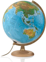  Földgömb 30 cm duó világító, fatalp+fém meridián
