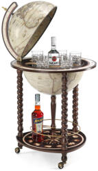 Zoffoli Bárföldgömb gurulós Explora ( a gömb teteje oldalra nyitható ) régi fehér Ø 40 cm