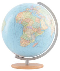 Columbus DUO világítós asztali, akril földgömb, tömör bükkfa talppal és ezüstszürke meridiánnal Ø 30 cm