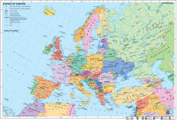 Stiefel Európa országai angol nyelvű térképe, falitérkép (2025) - stiefelbolt - 83 900 Ft