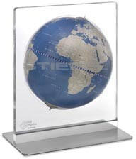 Zoffoli Földgömb asztali ARIA DESK kék metál gömb fém talp plexi váz Ø 22 cm