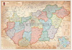 Stiefel Magyarország közigazgatása különleges színezésű falécezett falitérkép