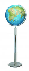 Columbus DUORAMA világítós, álló, kristályüveg földgömb, rozsdamentes acél alappal és meridiánnal Ø 40 cm