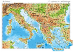 Stiefel Dél-Európa domborzata kétoldalas poszter