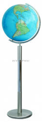 Columbus DUO világítós, álló, kristályüveg földgömb, rozsdamentes acél alappal és meridiánnal Ø 40 cm