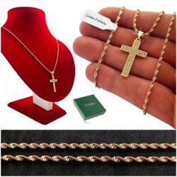 Golden Celebrity Vastag Aranyozott Szingapúri Csavart Lánc+női Kereszt Dedikálás (Biżuteria dla niej dziewczyny babci żony mamy)