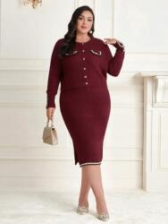 Shein Bordó Kötött Szoknya Pulóver (1XL) (579394)