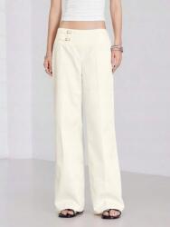 Shein Egyenes Szárú Ekrü Cipzáras Nadrág (L)