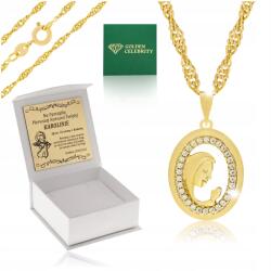 Golden Celebrity Arany Olasz Szingapúri Lánc Szűz Mária Medál Strasszok Gravírozás