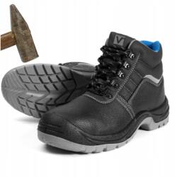 Verken Robust S1 46 bőr munkavédelmi cipő acél orrmerevítővel és fényvisszaverő csíkkal (ROBUST MID S1)