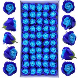 Inspiruj 50 db sötétkék-kék szappanrózsa, szappanfejek, virágok flowerboxokhoz (HD00733)